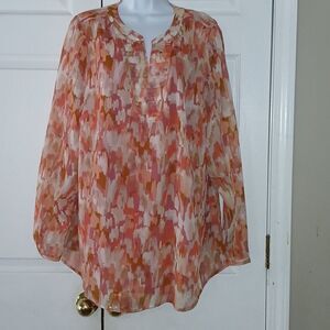 Liz Claiborne multicolor abstract print v neck tunic  Sz 20W EUC
